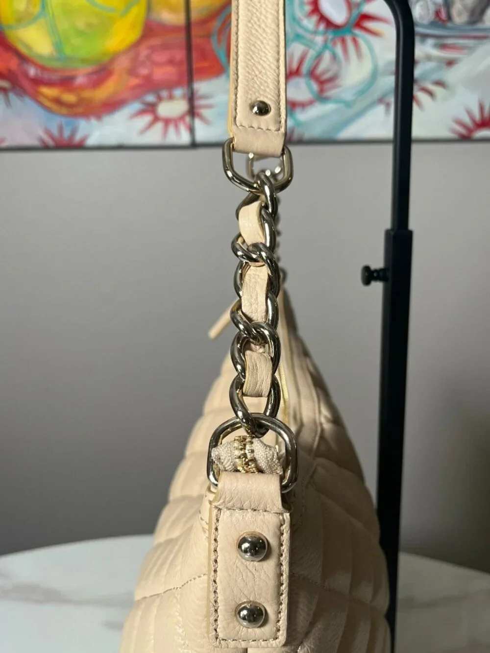 Kate Spade Gold Coast Serena Cashew Quilted Pebbled Leather Shoulder Hobo